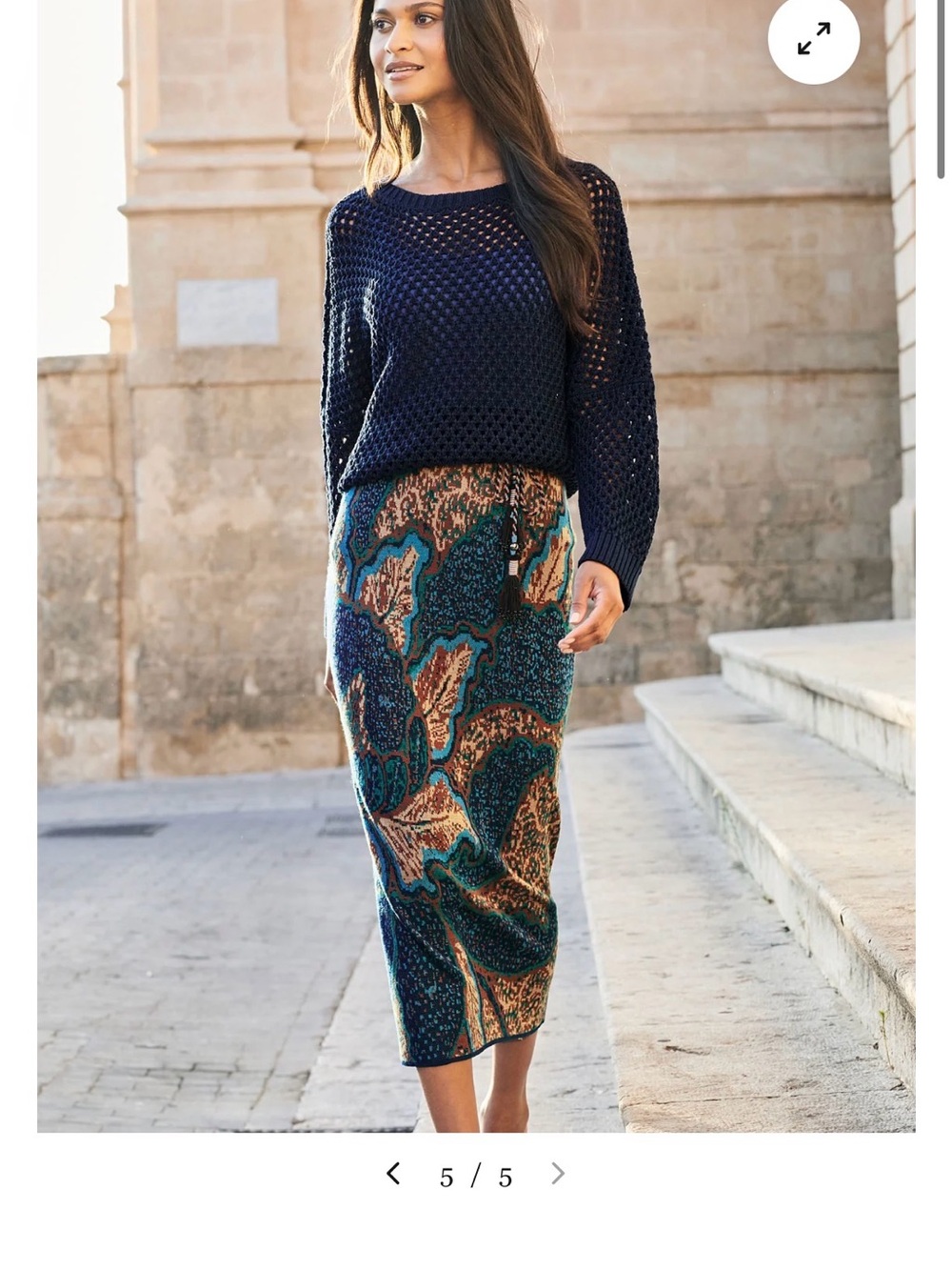 Peruvian Connection NWT Palmyra Pima Cotton Ink Skirt Size XL Made In Peru New